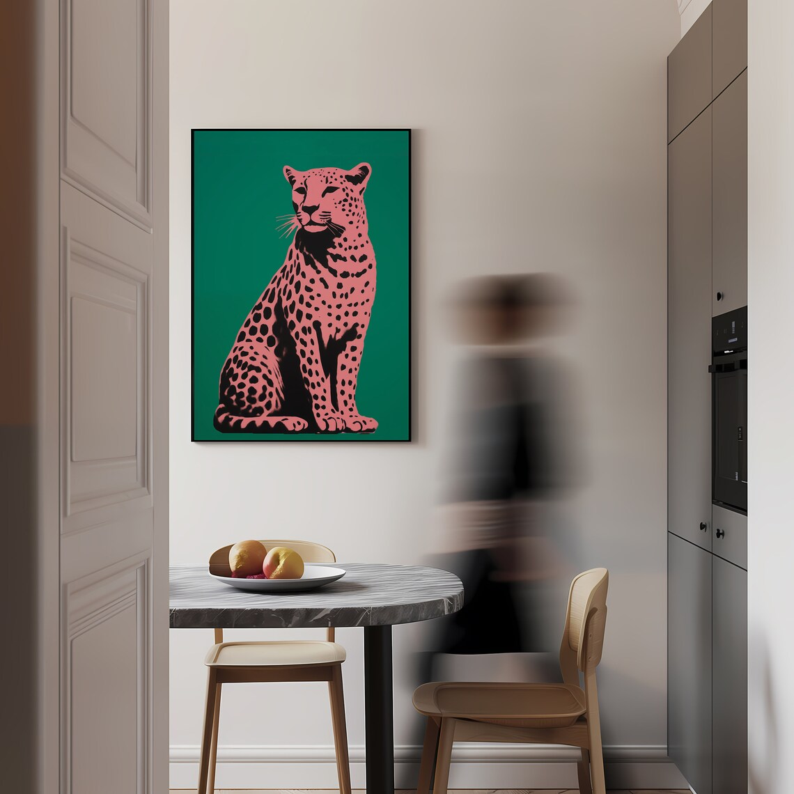 Pink Leopard Green Background Bold Pop Art Animal Wall Poster - Image 3