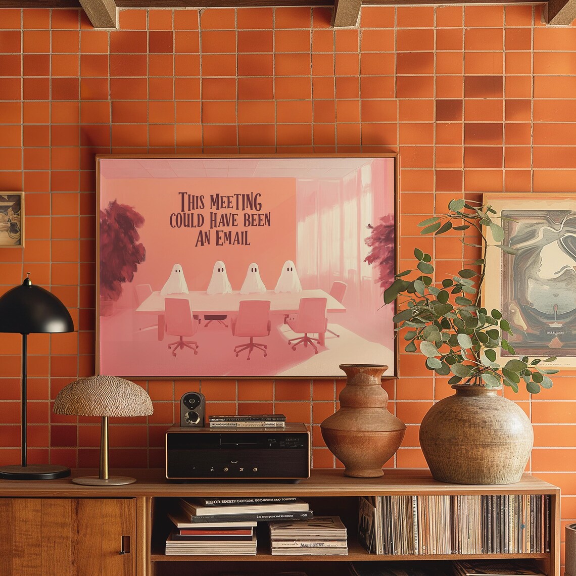 This Meeting Could Have Been An Email Pink Ghosts Office Art Poster - Image 2