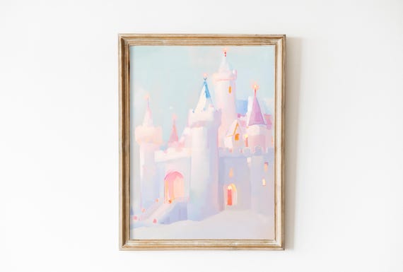 Soft Pastel Magical Princess Print Fairytale Castle Nursery Wall Decor Playroom Decor Kids Room Girl Artful Decor