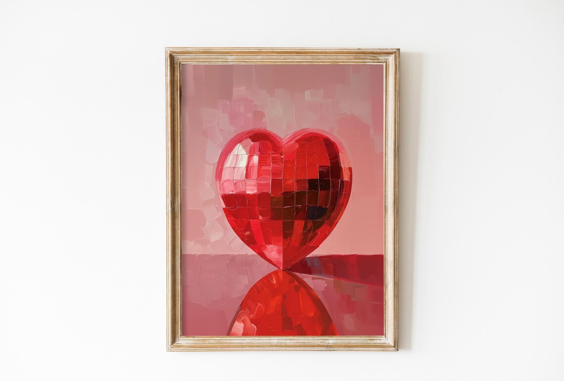 Elegant Heart Disco Ball, Vintage Romantic Decor