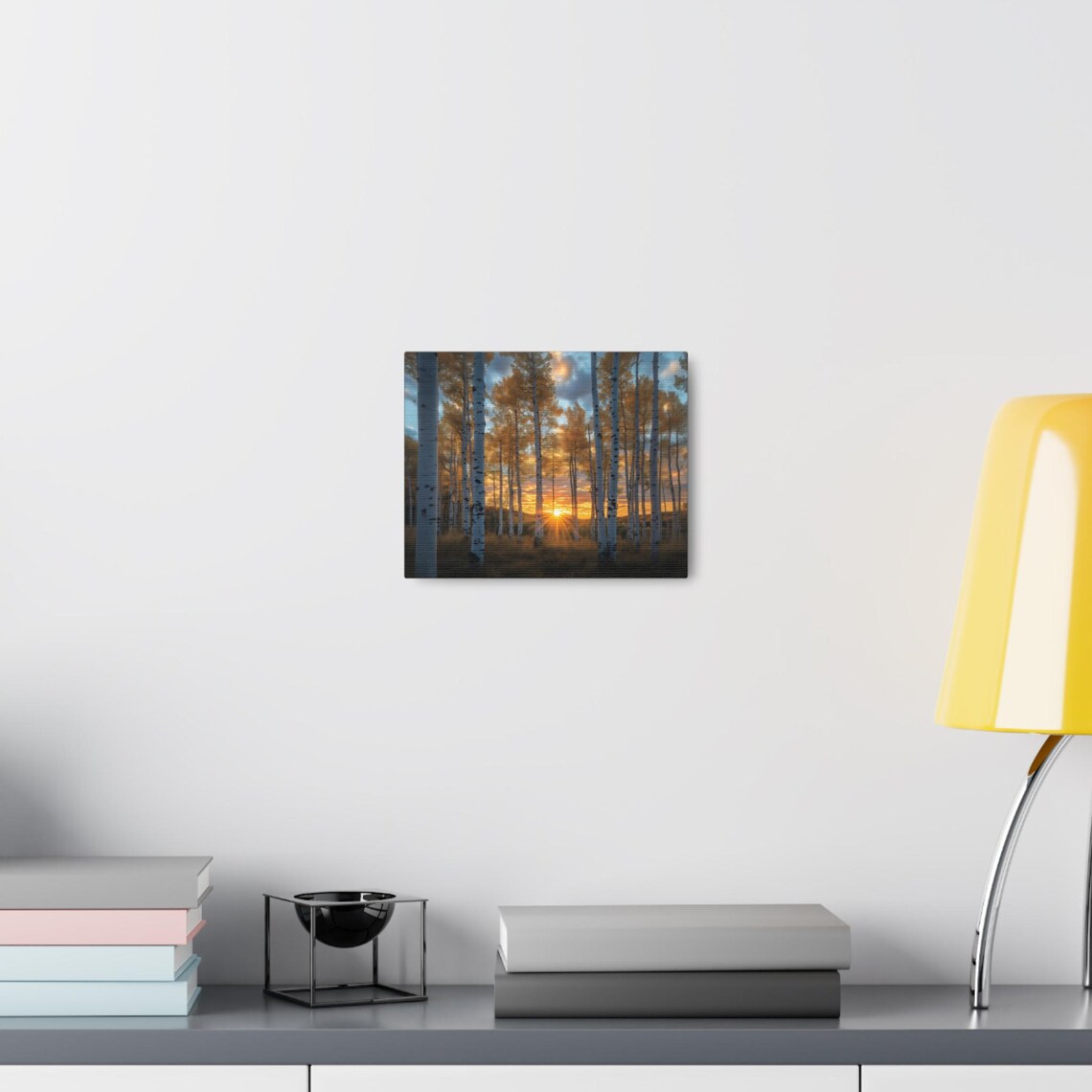 Golden Aspen Grove At Low Sun Warm Nature Landscape Wall Art - Image 3