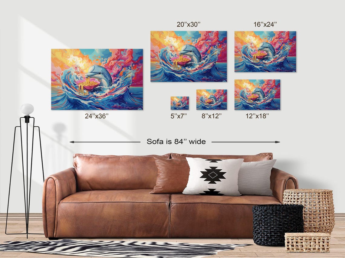 Maximalist Eclectic Ramen Dolphin Print Bold Altered Animal Portrait Fantasy Fun Colorful Renaissance Rustic Art - Image 3