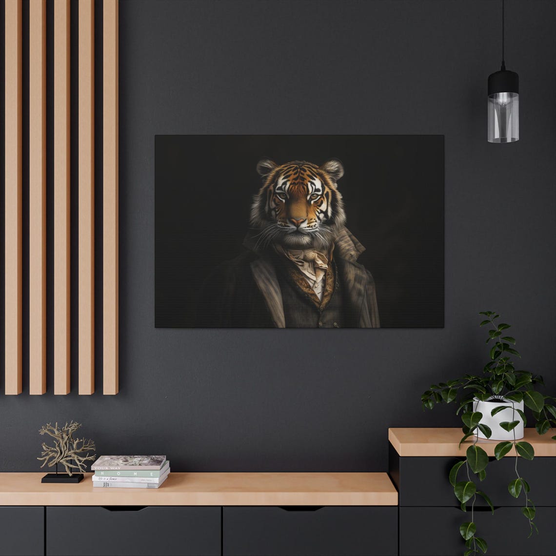 Maximalist Eclectic Victorian Tiger Print Bold Altered Animal Portrait Fantasy Fun Colorful Renaissance Rustic Art - Image 2