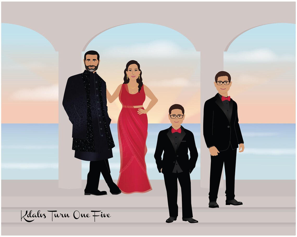 Custom Family Portrait, Personalized Wall Art Print - Image 2