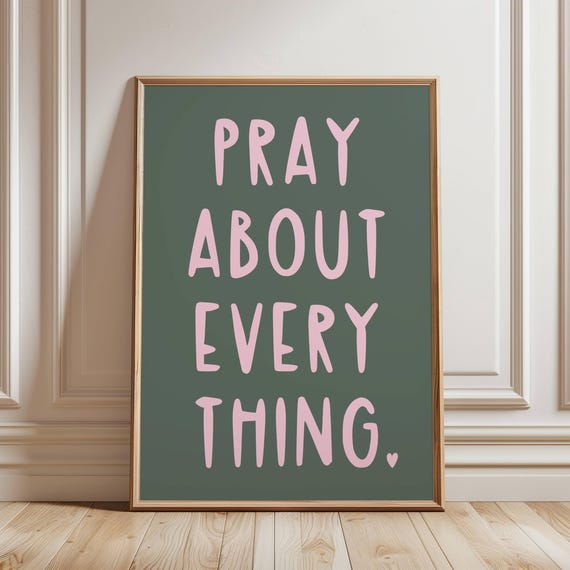 Girly Christian Art Cute Print Faith Christianity Pink Wall Decor Home