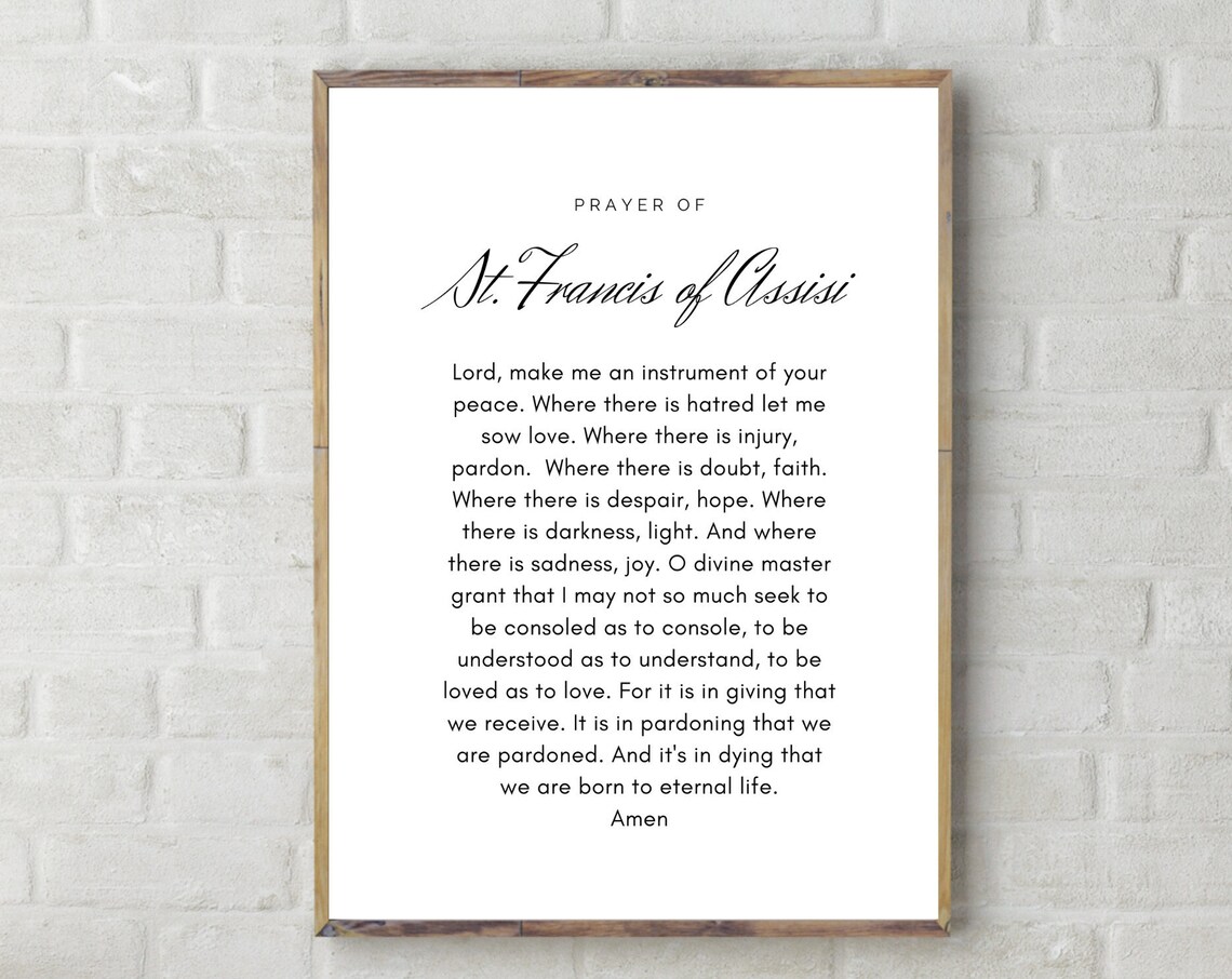 Prayer Of St. Francis Black And White Art Print - Image 2