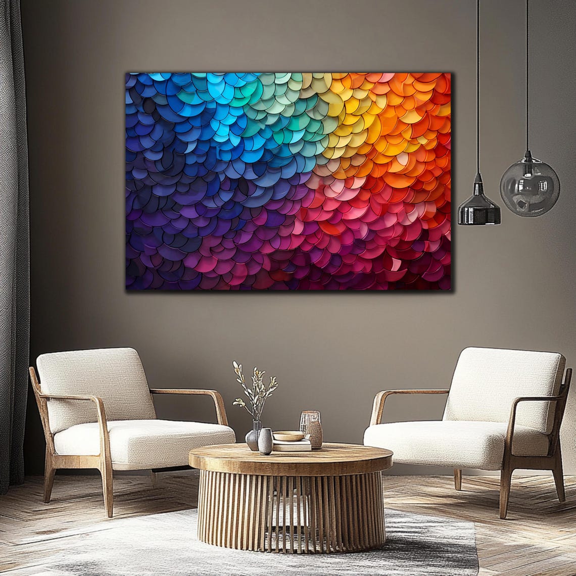 Rainbow Fish Scale Mosaic Abstract Gradient Colorful Modern Poster - Image 3