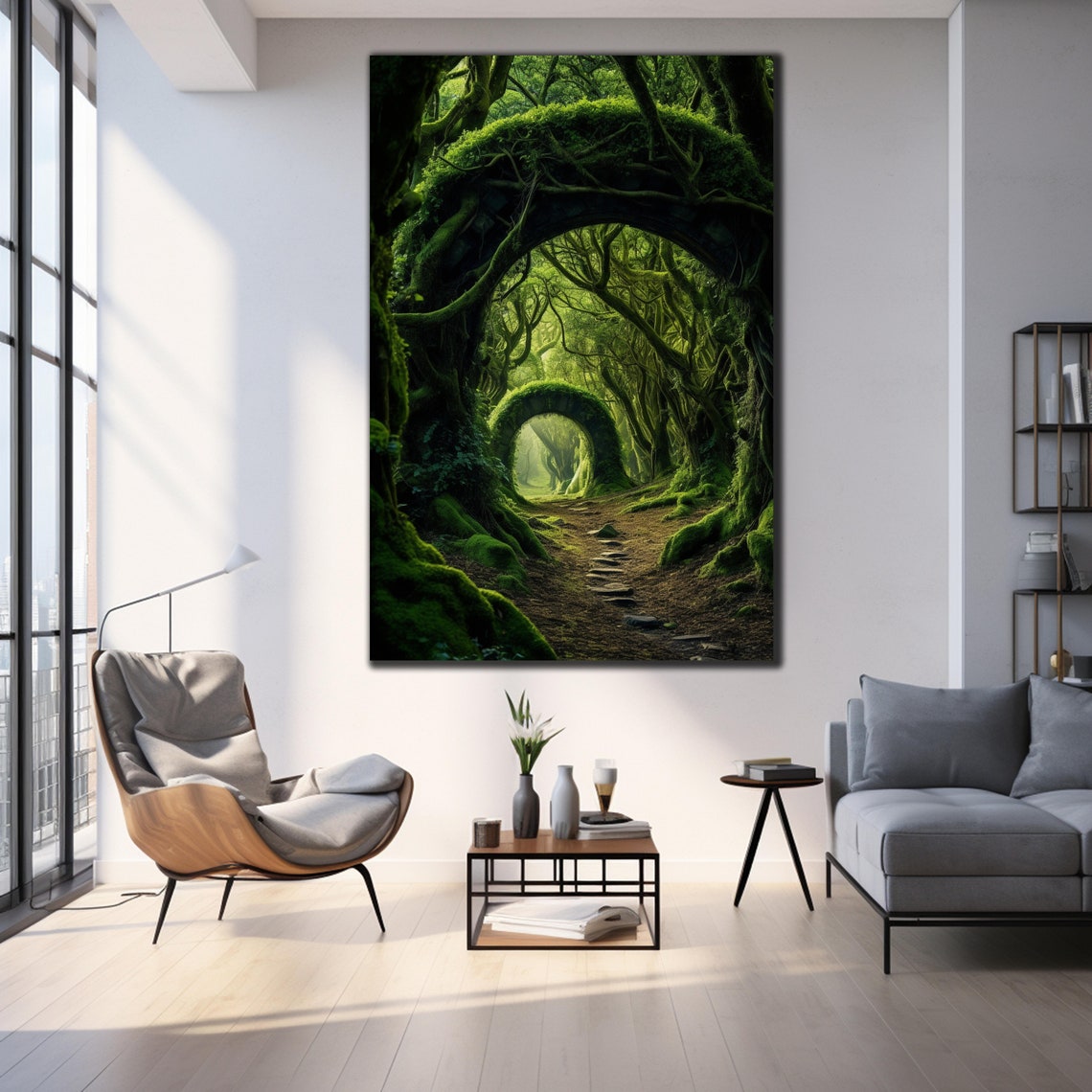 Enchanted Mossy Forest Archway Tunnel Lush Green Path Nature Poster - Image 3