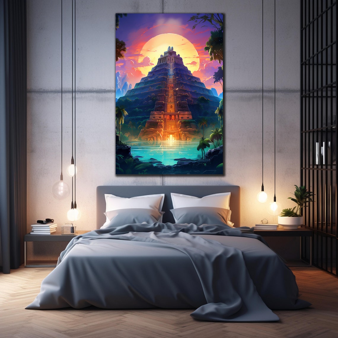 Ancient Mayan Pyramid Sunset Jungle Temple Golden Sky Travel Poster - Image 2