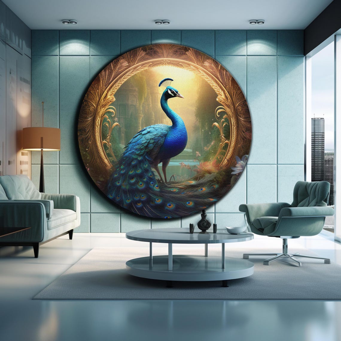 Peacock Golden Baroque Frame Royal Palace Garden Scene Wall Art - Image 2
