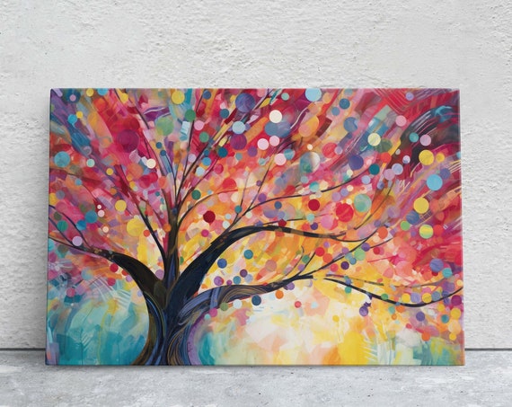 Abstract Tree Art Tree Of Life Tree Of Knowledge Modern Tree Art Bold Decor Bright Color Blossom Tree Large Wall Art Colored Forest