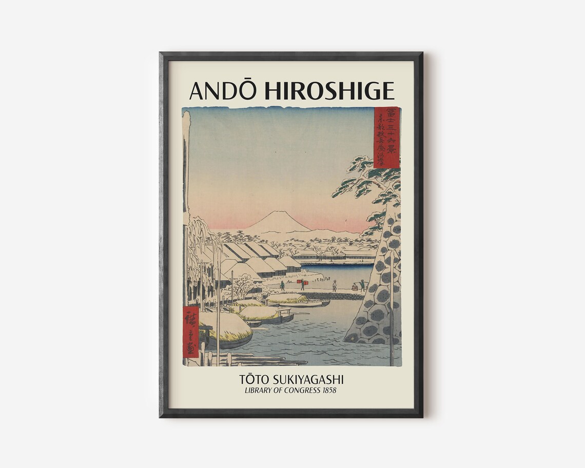 Ando Hiroshige Vintage Japanese Woodblock, Travel Poster
