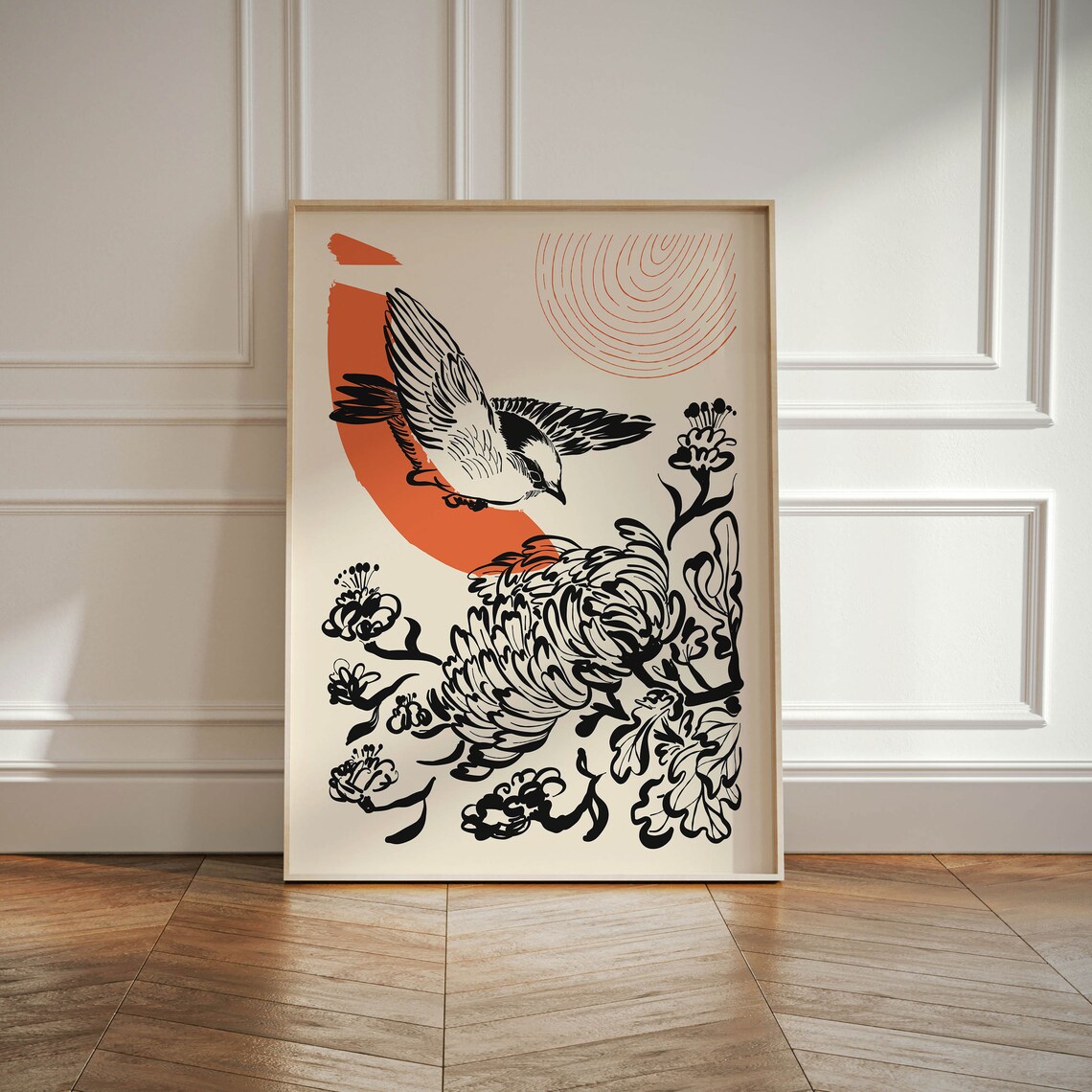 Japanese Vintage Birds Illustration, Modern Asian Art Print - Image 2