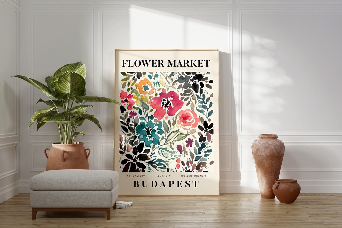 Budapest Abstract Flower Market Print Colourful Plant Art Modern Gallery Wall Art Floral Poster Gift For Friend Living Room Bedroom - Image 2