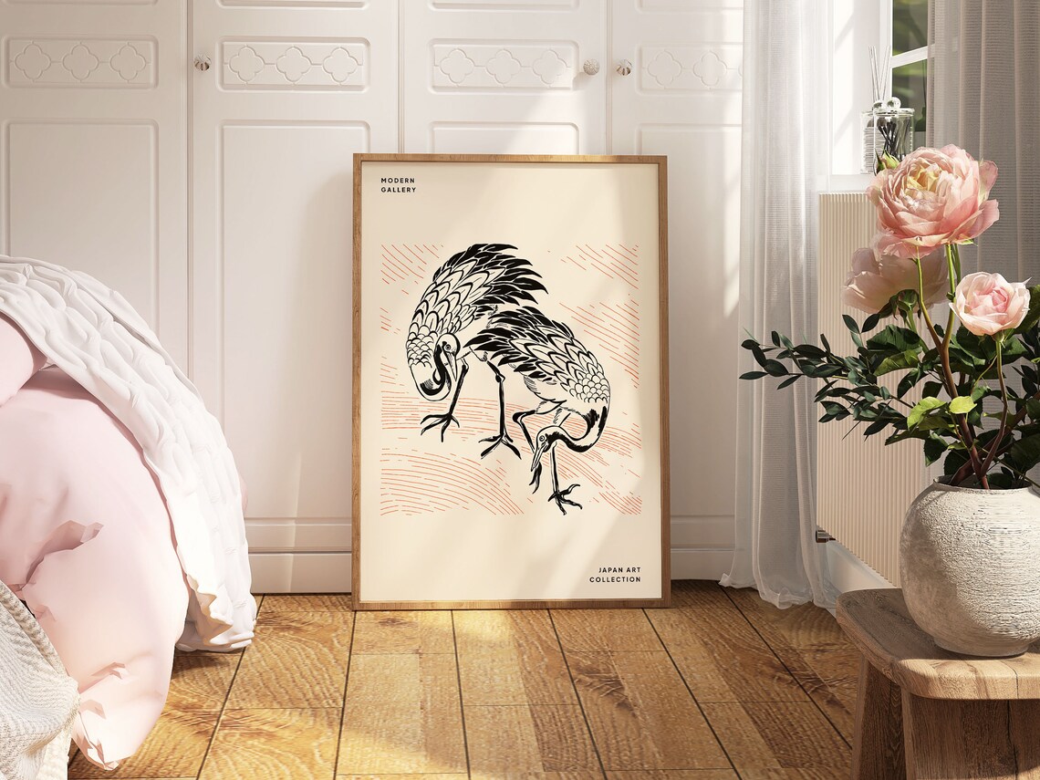 Japanese Crane, Vintage Illustration Art Print - Image 2