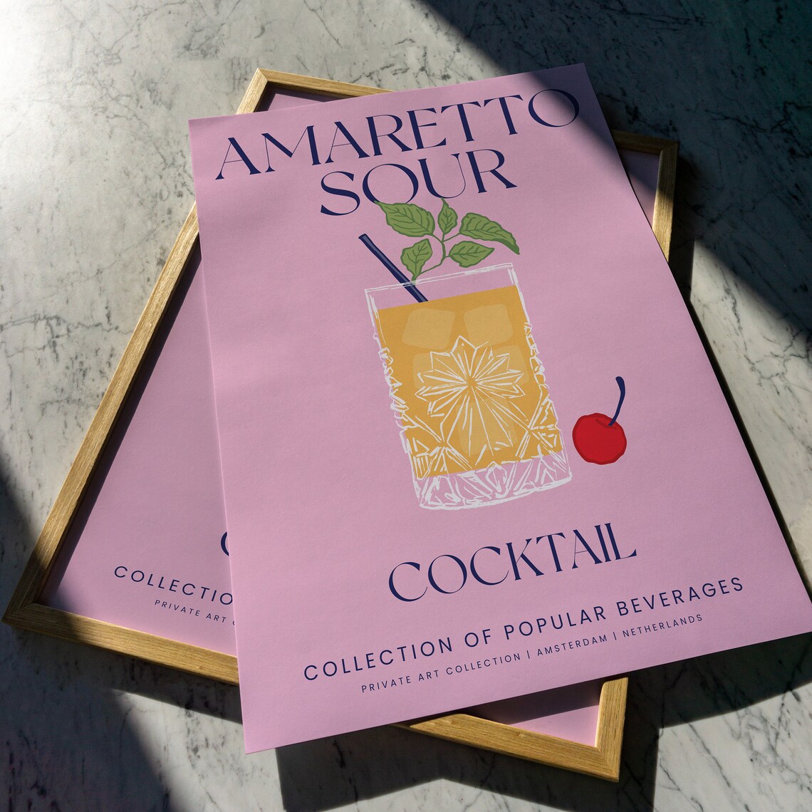 Amaretto Sour Cocktail, Vintage Bar Kitchen Decor