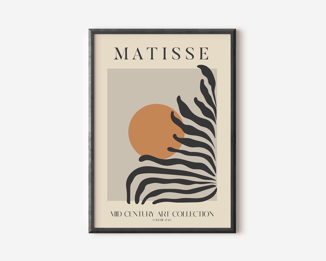 Matisse Mid Century Orange Sun Palm Leaf Abstract Wall Poster - Image 4