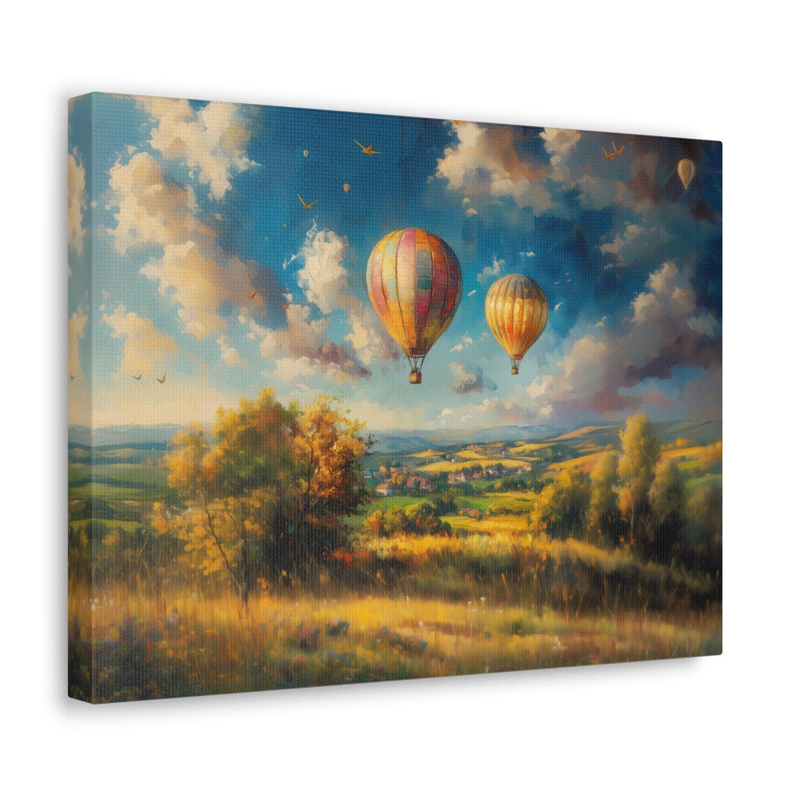 Colorful Hot Air Balloons Over Golden Countryside Meadow Poster - Image 2