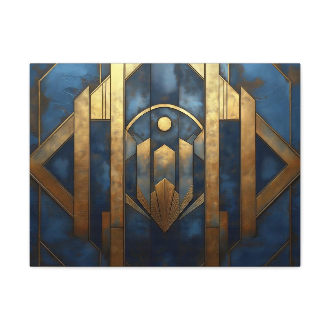 Art Deco Blue Gold Columns Skyscraper 1920s Architectural Wall Print - Image 3
