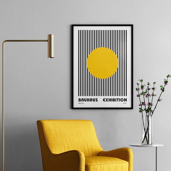 Bauhaus Exhibition Postergeometric Art Printmid Century Art Printyellow Bauhaus Wall Decorbauhaus Printprintable Artdigital Downlad