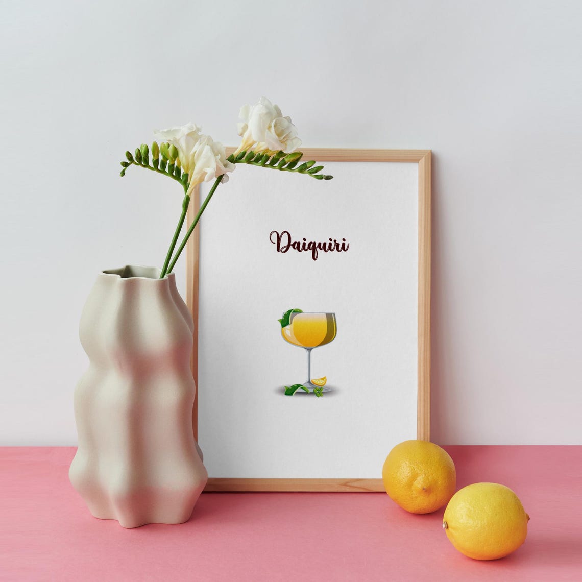 Daiquiri Golden Cocktail Lime Mint Tropical Kitchen Decor Poster - Image 3