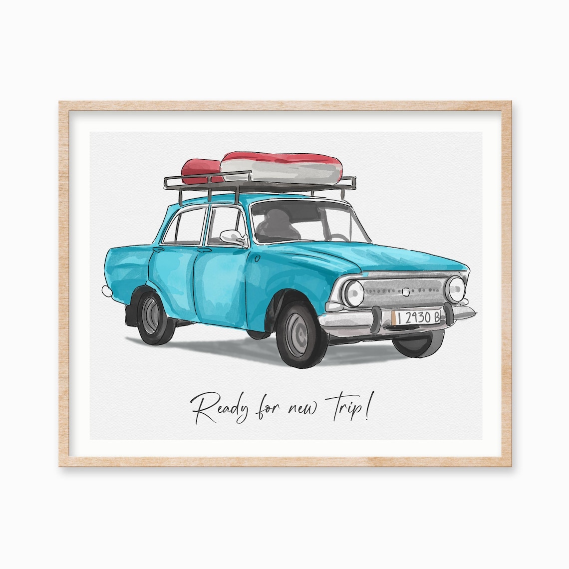 Custom Car Portrait, Minimal Watercolor Art Print