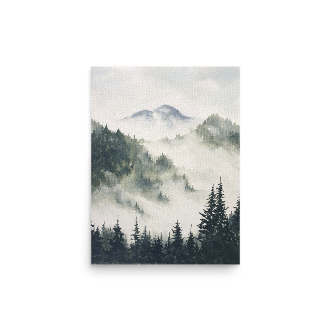 Misty Mountain Pine Forest Oregon Landscape Art Print - Image 3