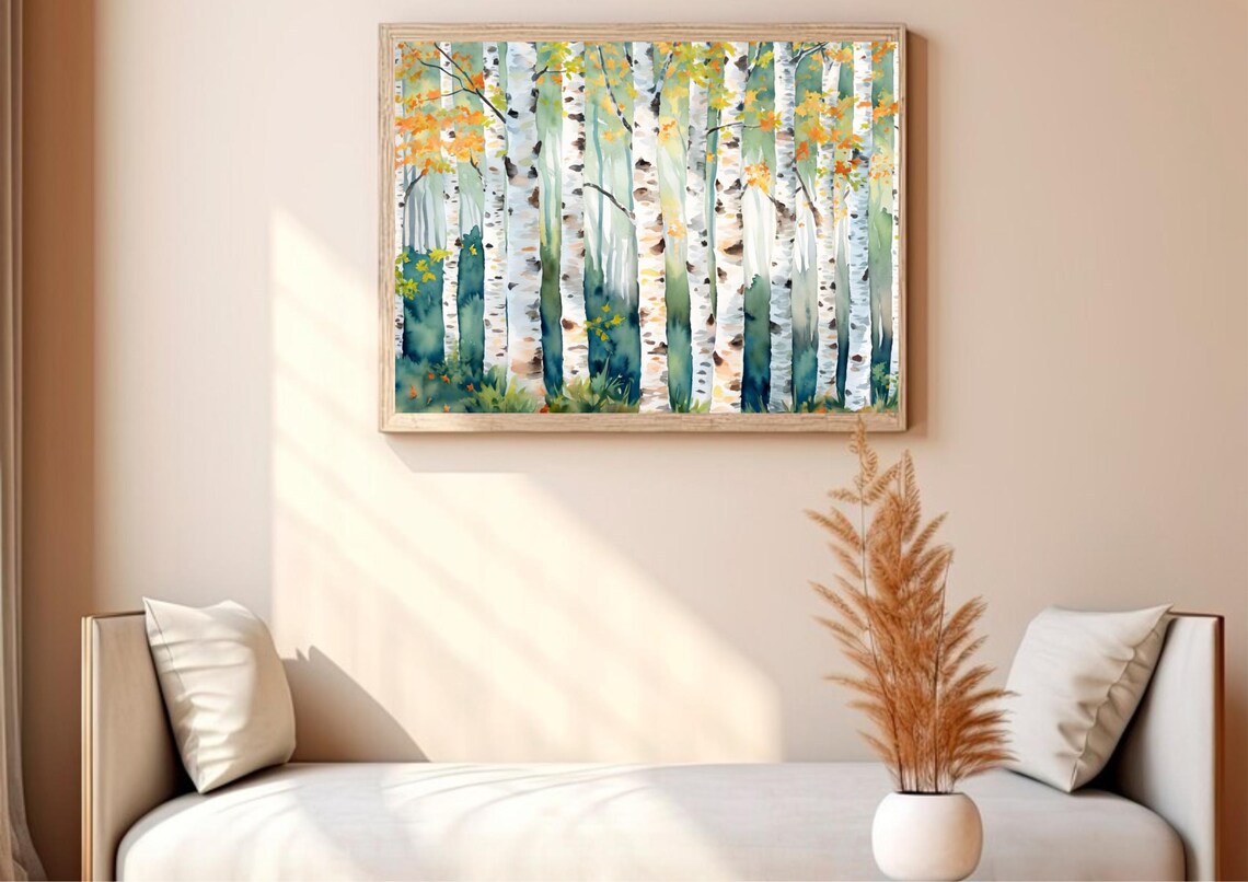 Birch Trees Aspen Watercolor Art Print, Colorado Autumn - Image 5