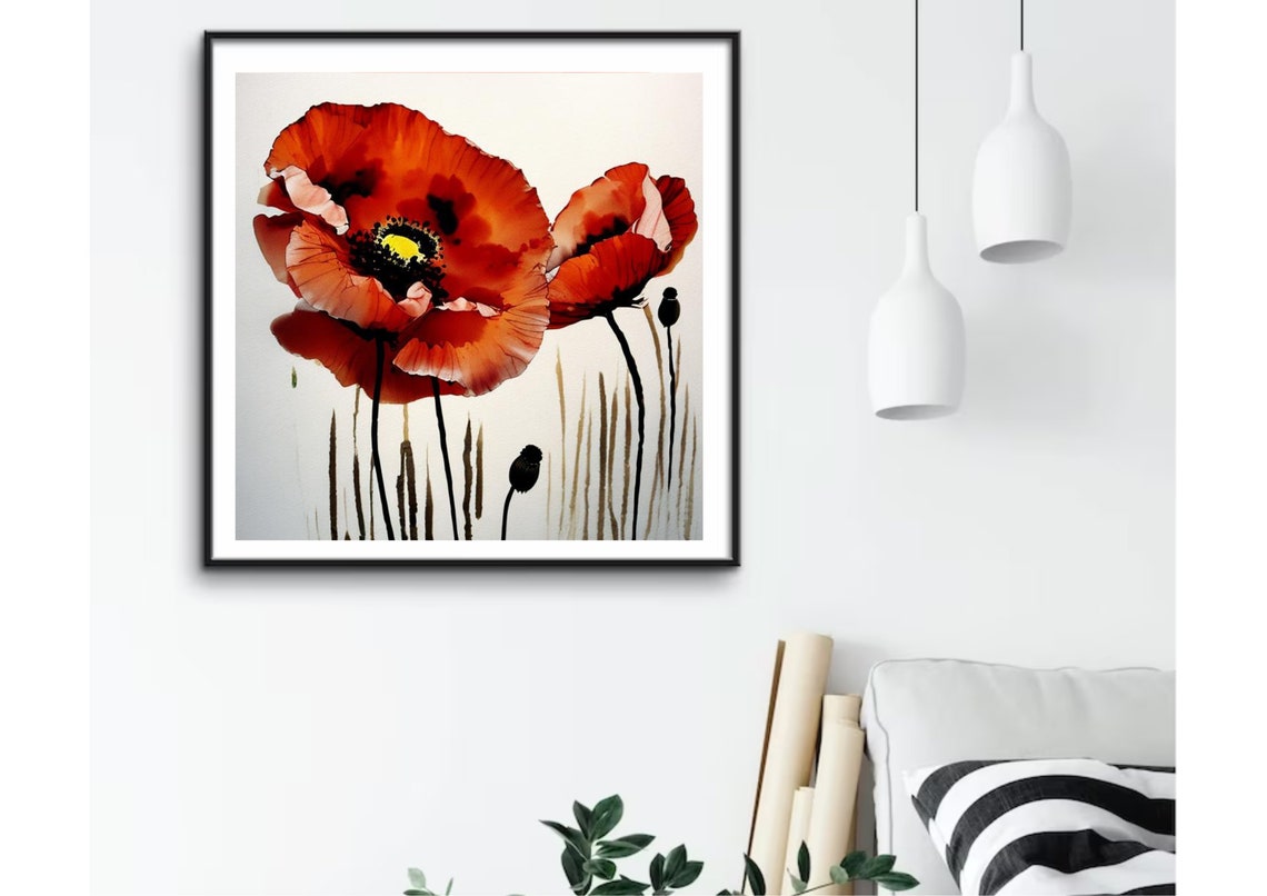 Poppy Painting Red Poppy Watercolor Art Print Floral Artwork Botanical Print Red Flowers Watercolor And Ink Painting Print - Image 5