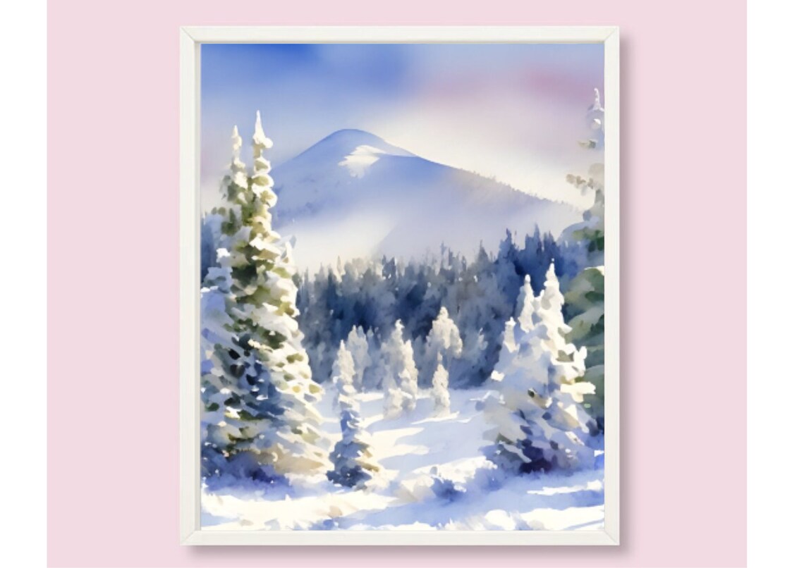 Appalachian Mountains Watercolor Winter Landscape Print - Image 6
