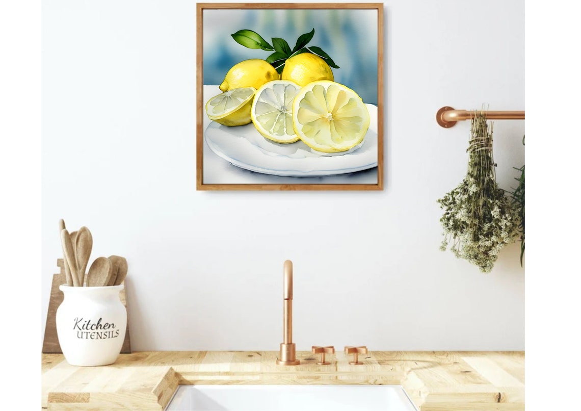 Sliced Lemons Still Life Watercolor for Kitchen Wall Decor Poster - Image 3