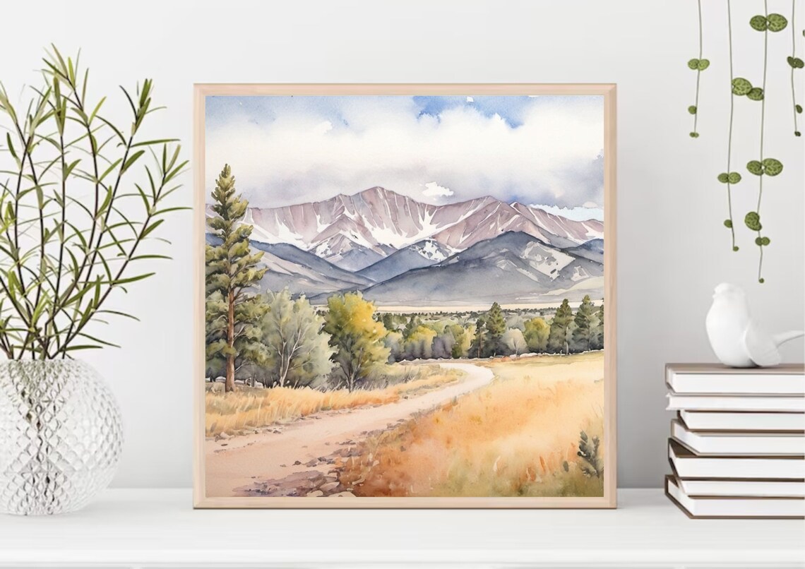 Mount Morrison Colorado Watercolor Landscape Art Print - Image 4
