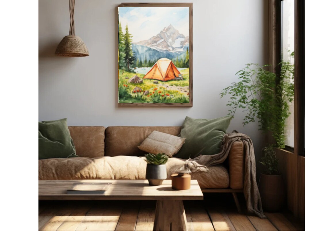 Utah Painting Sundial Peak Watercolor Art Mountain Lake Art Print Tent In The Mountain Artwork Pine Forest Art Watercolor Mountain Landscape - Image 5
