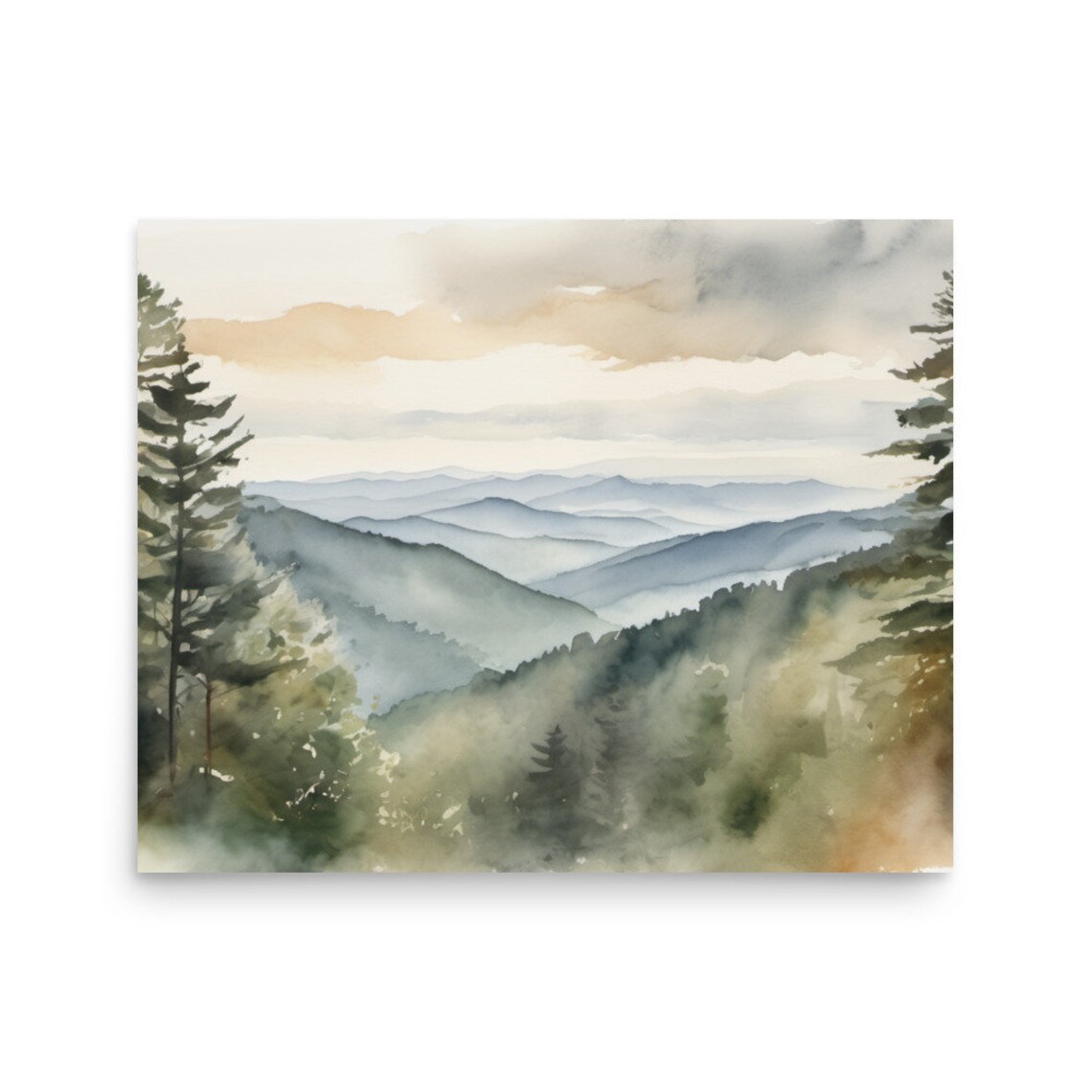 Smoky Mountains Watercolor Art Print, Appalachian Landscape - Image 2