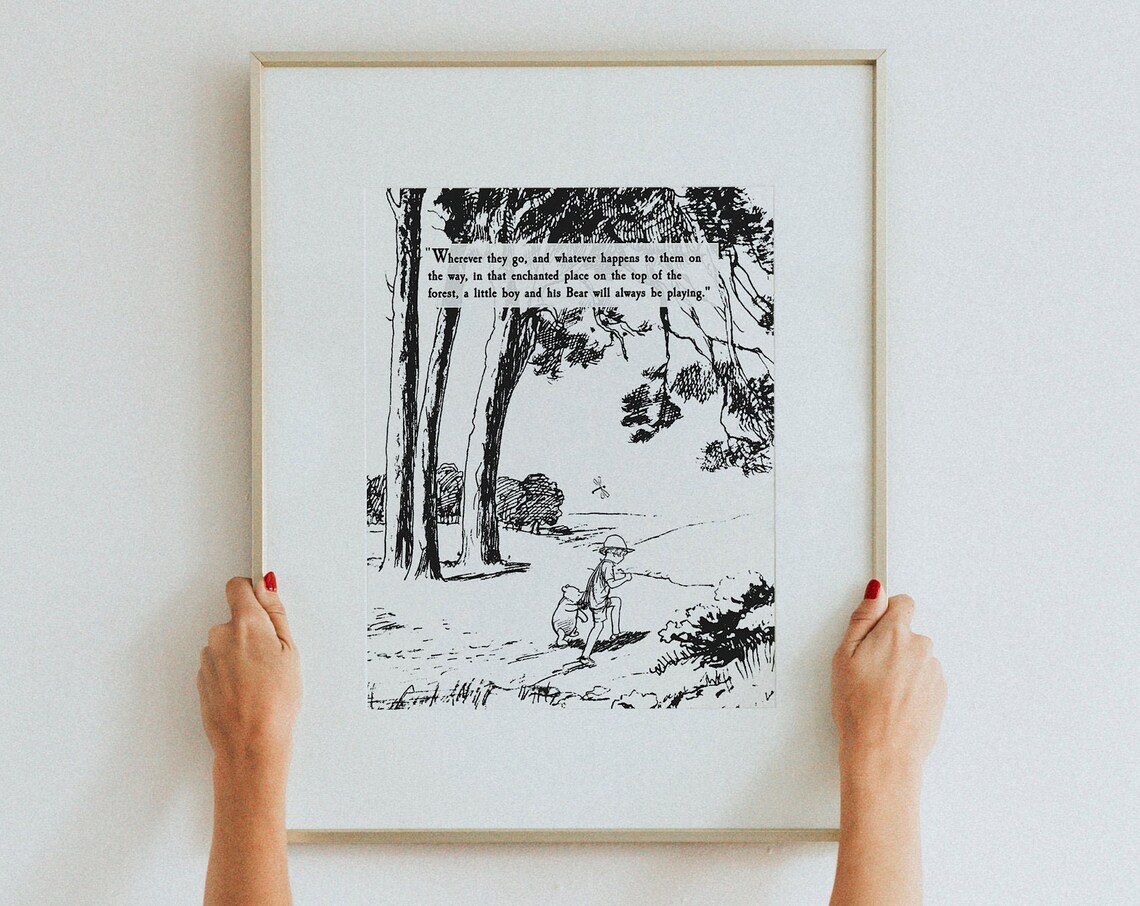 Winnie the Pooh Quote Art Print, Little Boy and Bear - Image 2
