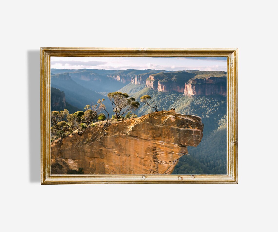 National Park Landscape Art Print, Scenic Oil Painting