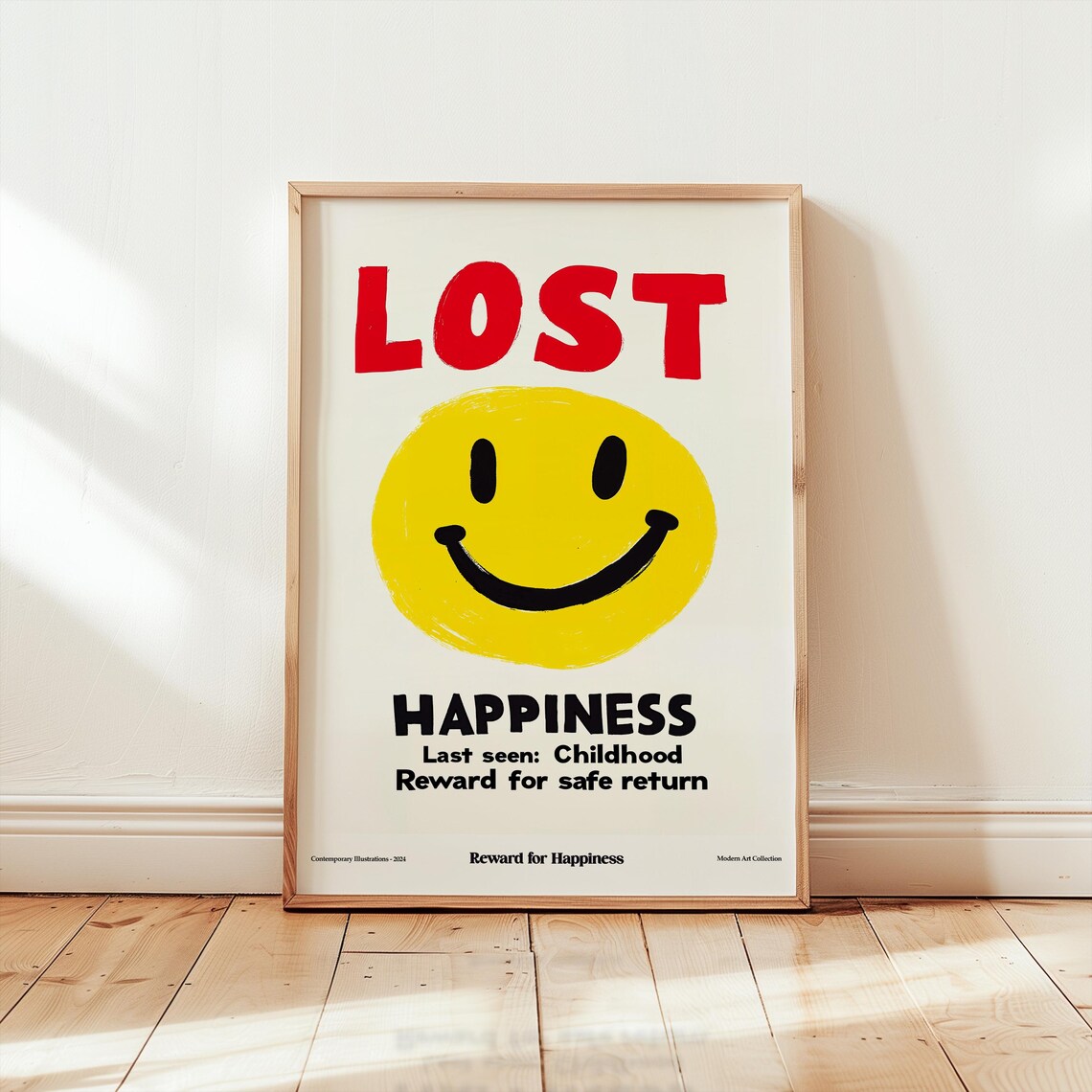 Retro Funny Lost Happiness Smiley Face Childhood Nostalgia Poster
