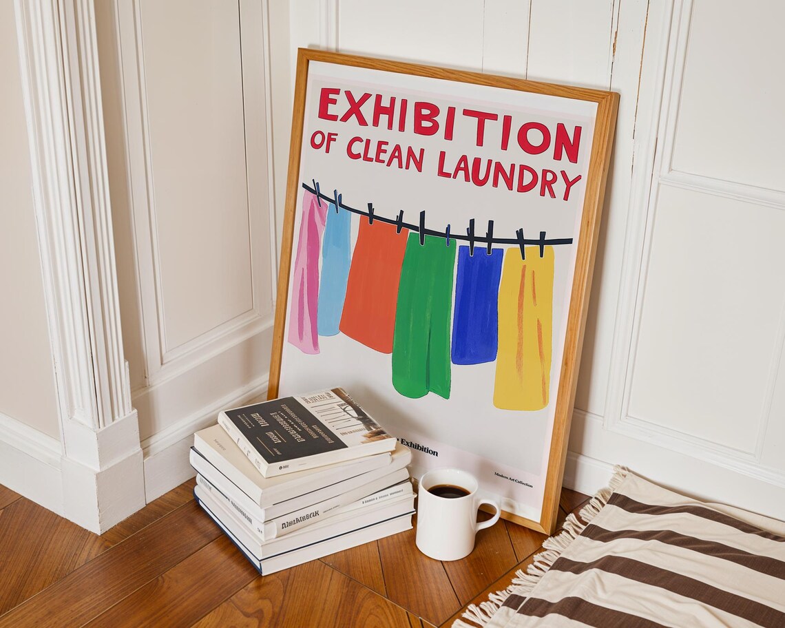 Bright Exhibition of Clean Laundry Colorful Clothesline Poster - Image 4