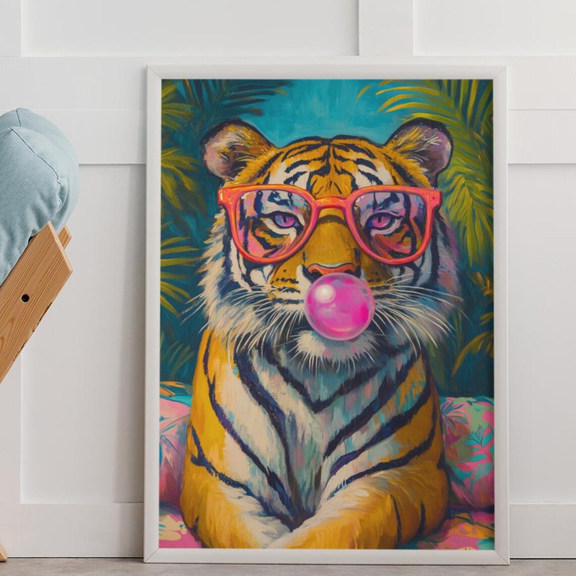 Trendy Tiger Print, Bubblegum Jungle Art Print