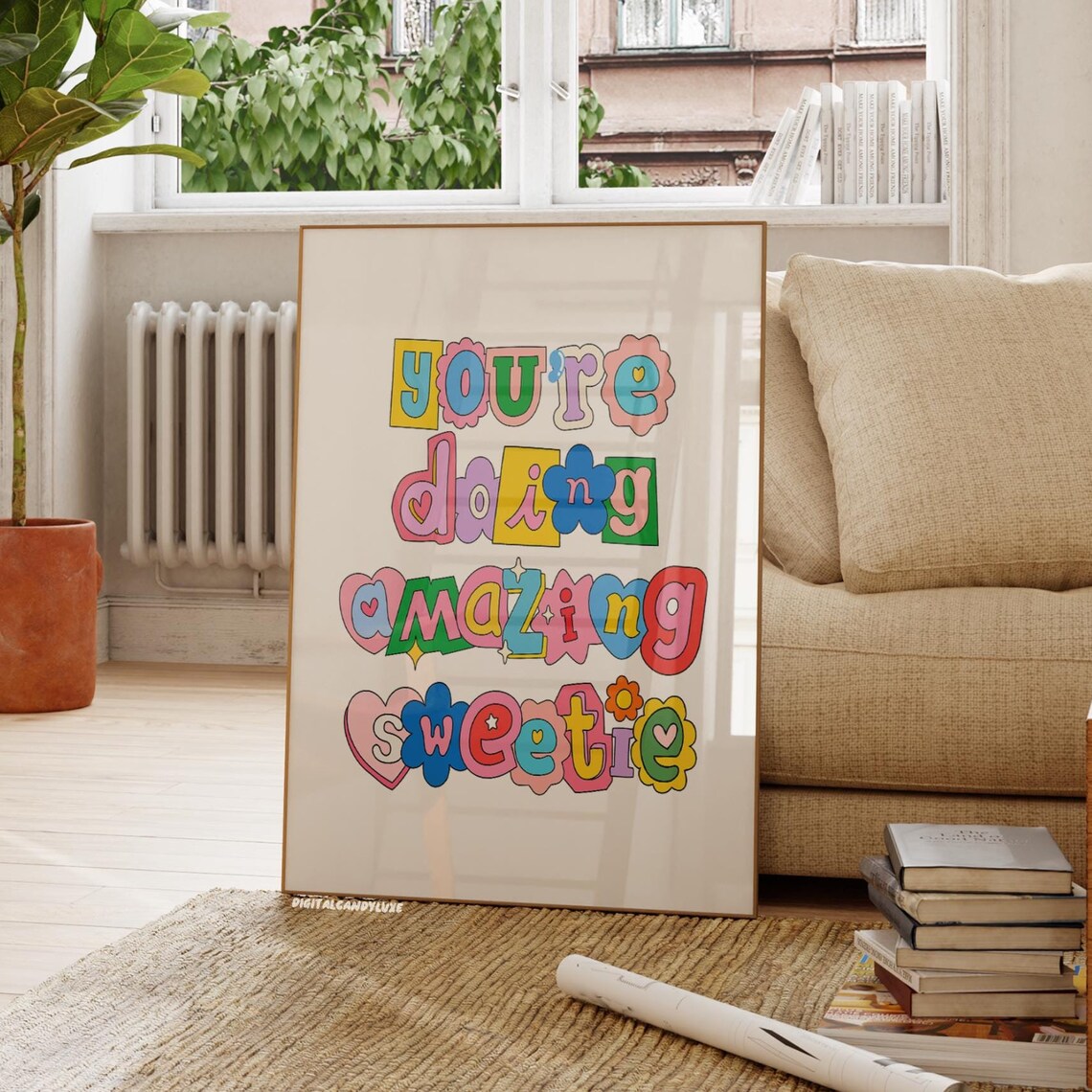 You're Doing Amazing Sweetie Colorful Retro Lettering Poster