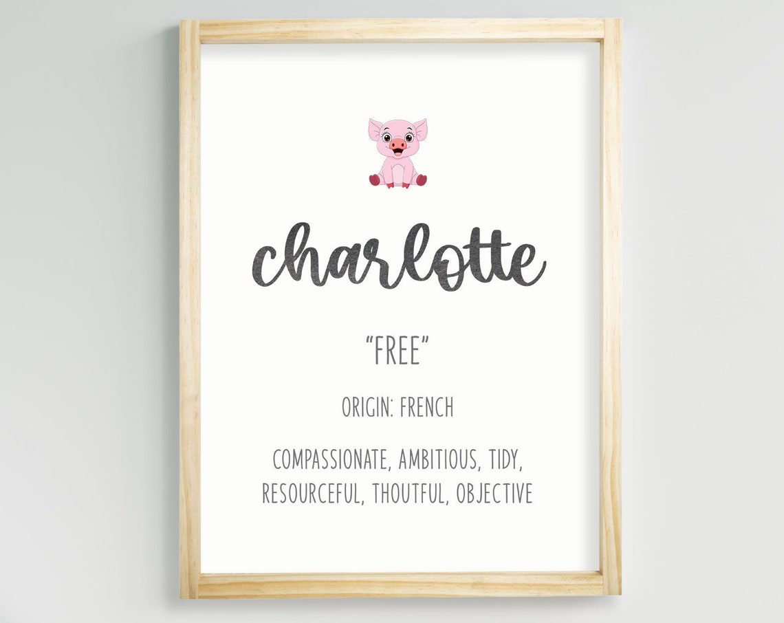 Charlotte Name Meaning Nursery Print Personalized Baby Shower Gift