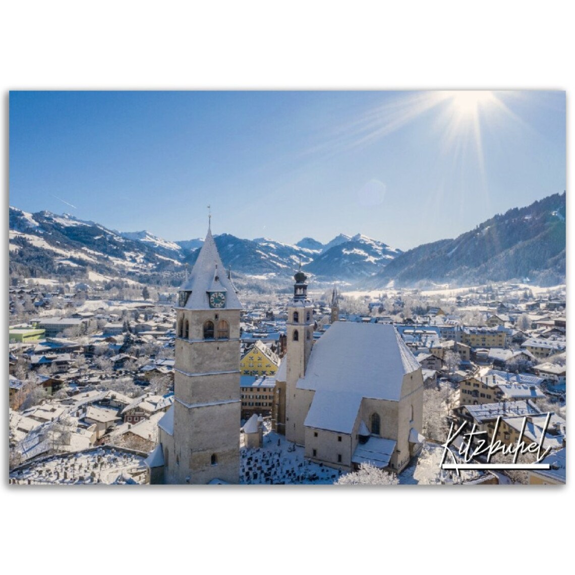 Kitzbuhel Austria Snowy Alpine Town Winter Travel Photo Poster