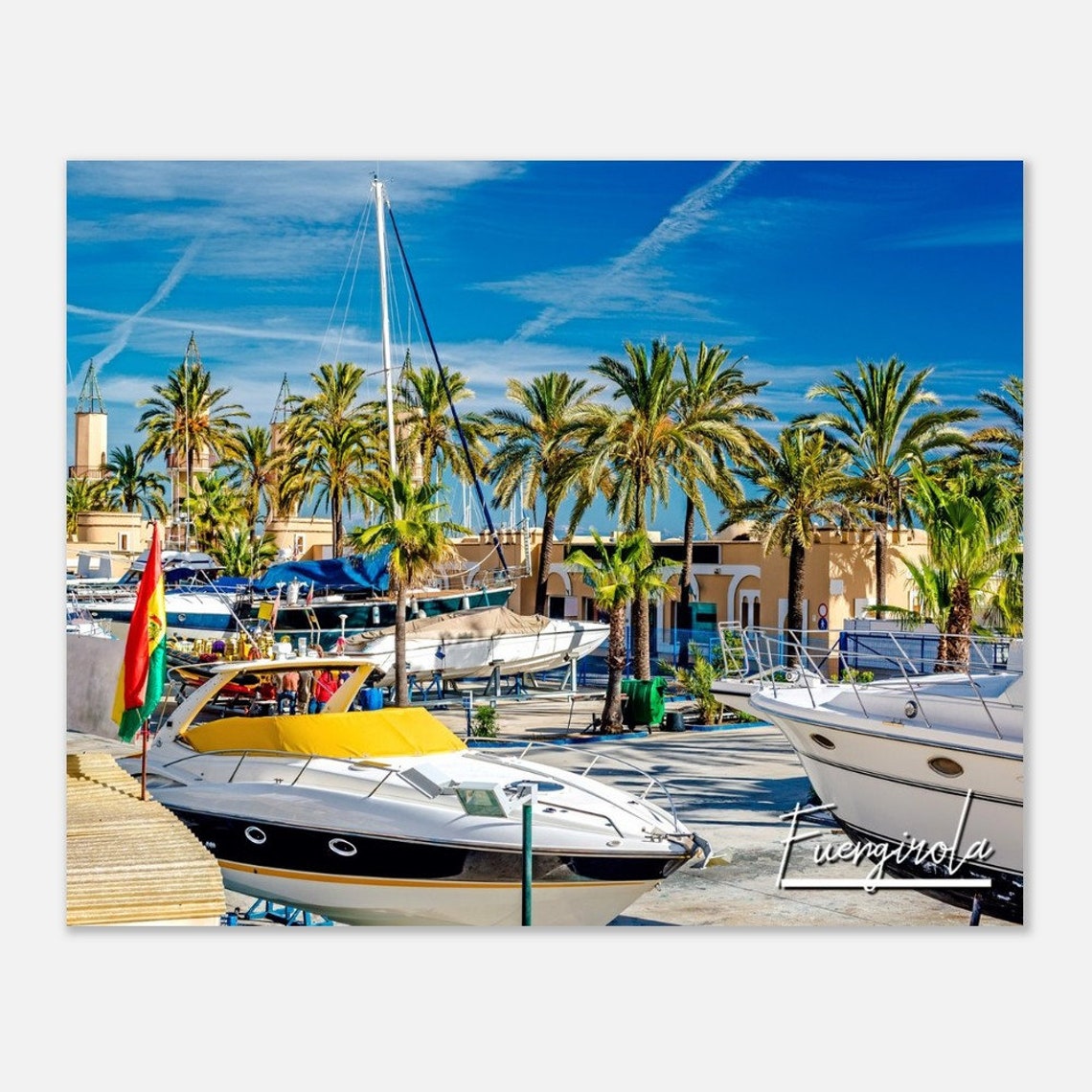 Fuengirola Spain Marina Yachts Palm Trees Sunny Coast Poster