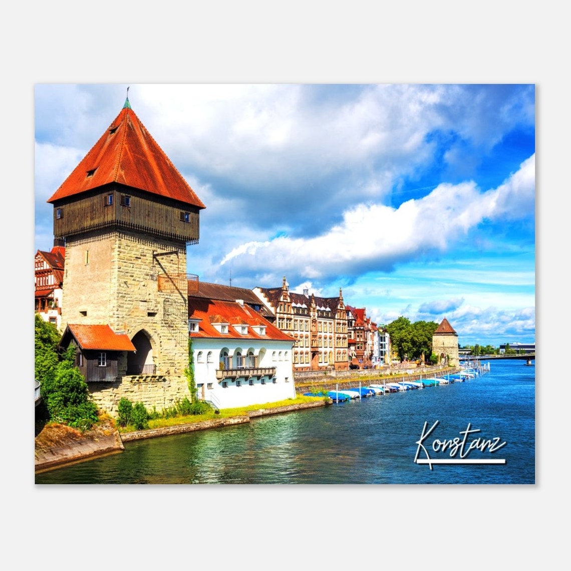 Konstanz Germany Medieval Rhine Gate Tower River View Poster