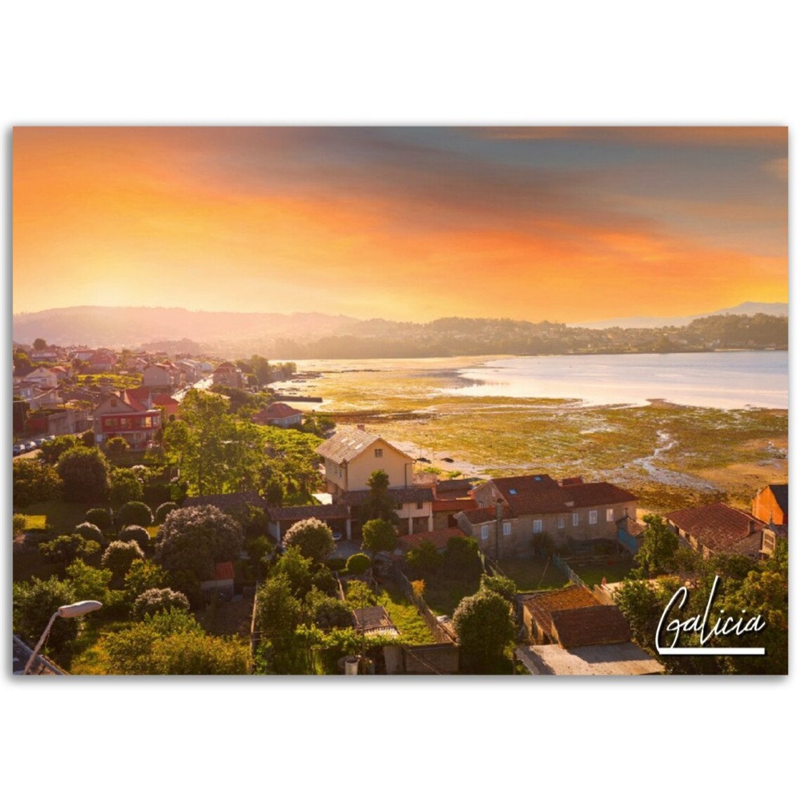 Galicia Spain Coastal Sunset Photo Poster Golden Hour Travel Art
