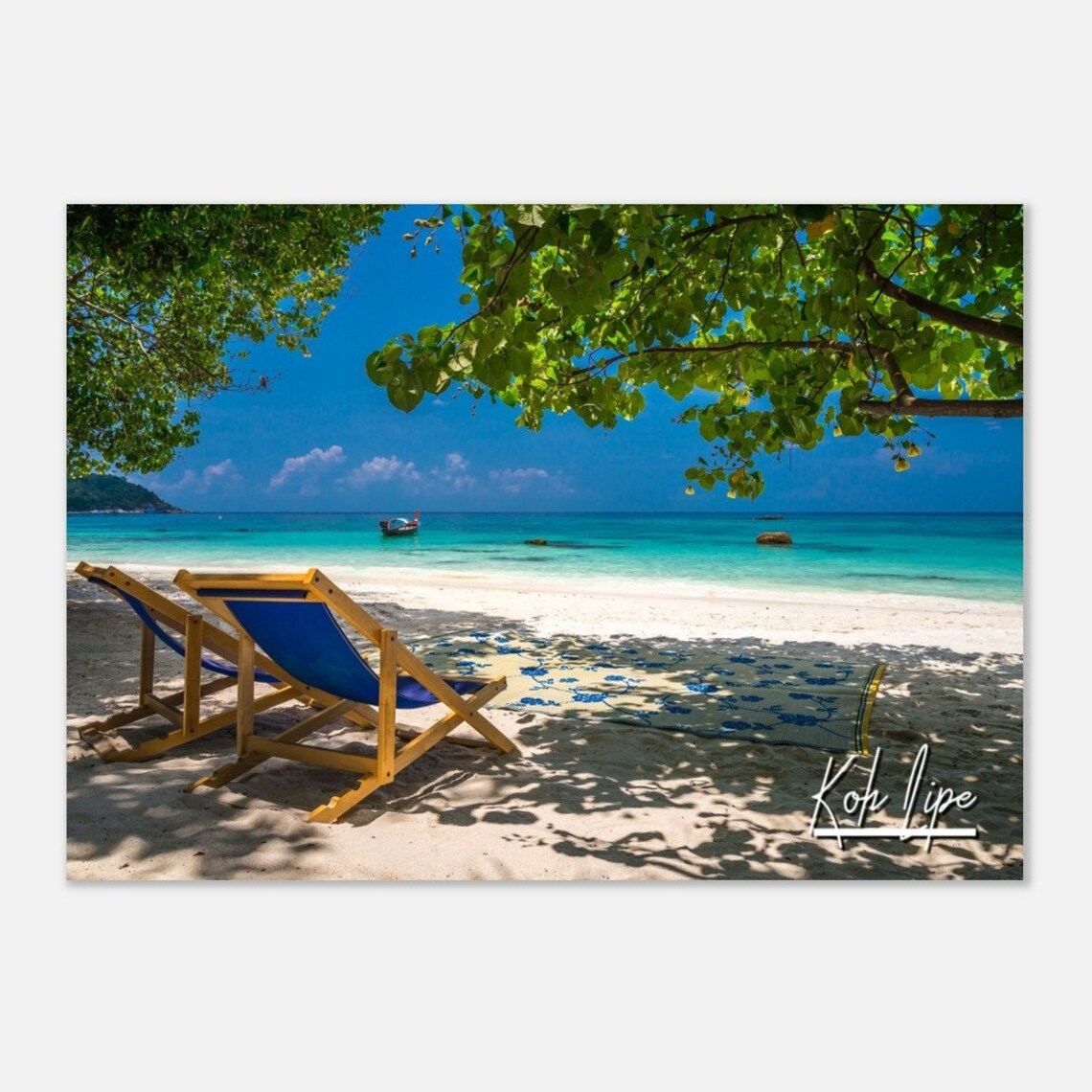 Koh Lipe Thailand Beach Chairs Turquoise Sea Island Travel Poster