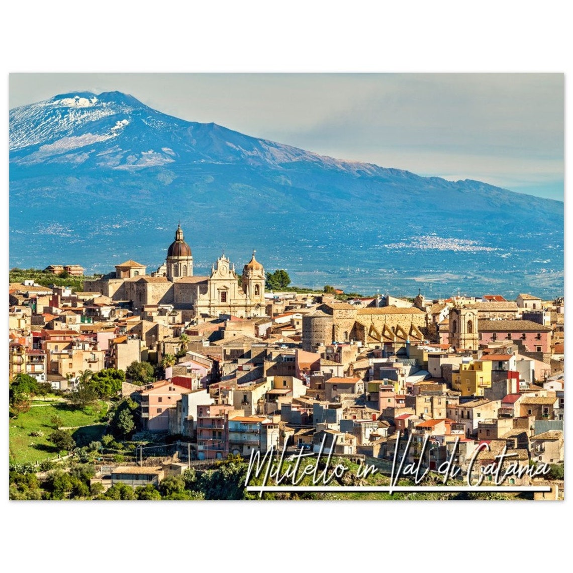 Militello In Val Di Catania Sicily Mount Etna Italy Travel Poster