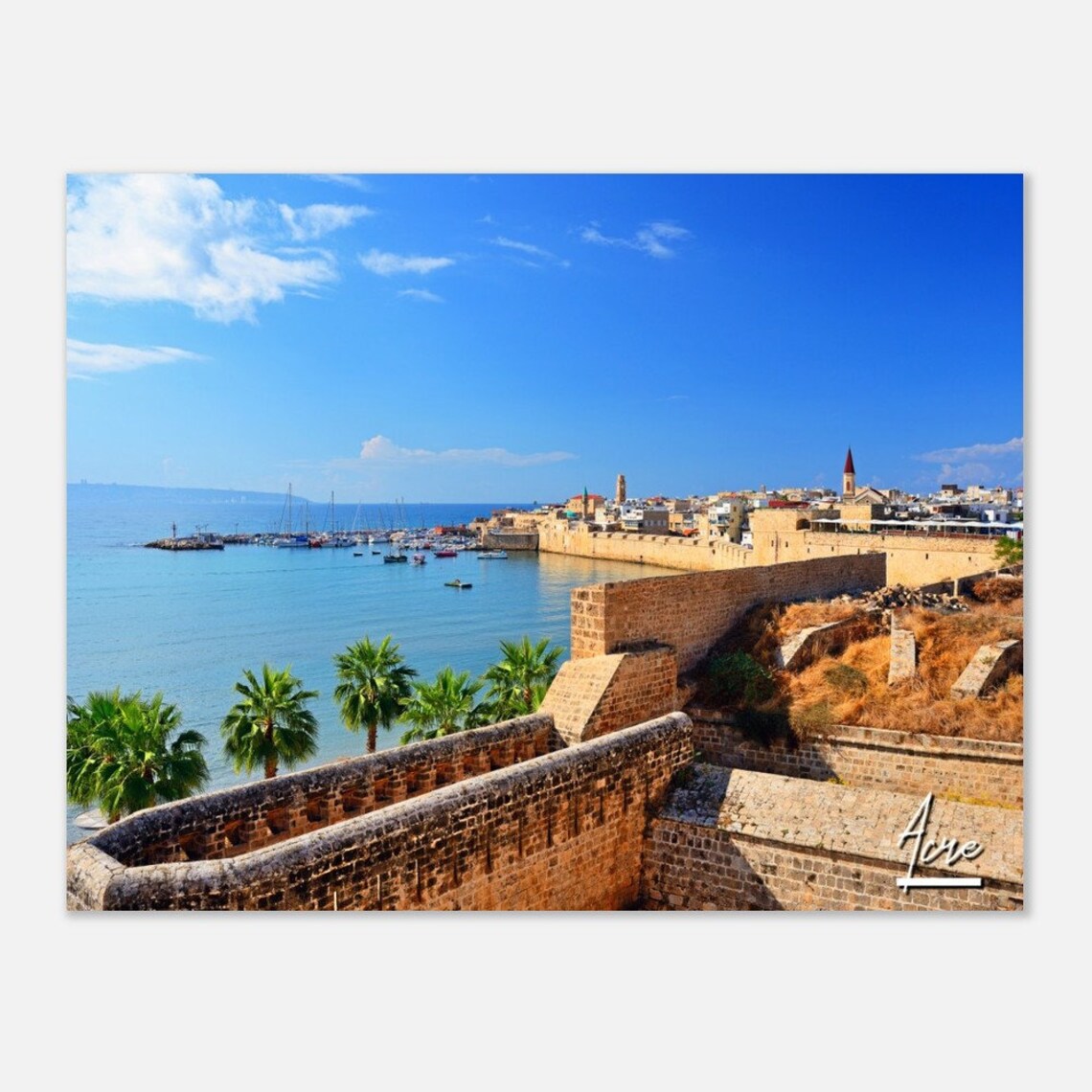 Acre Israel Historic Harbor Fortress Coastal Travel Photo Poster