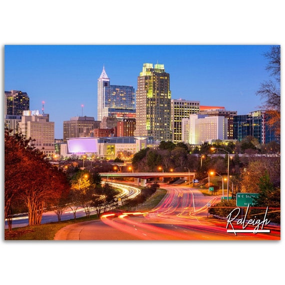 Raleigh Skyline Poster North Carolina Travel Photography Print