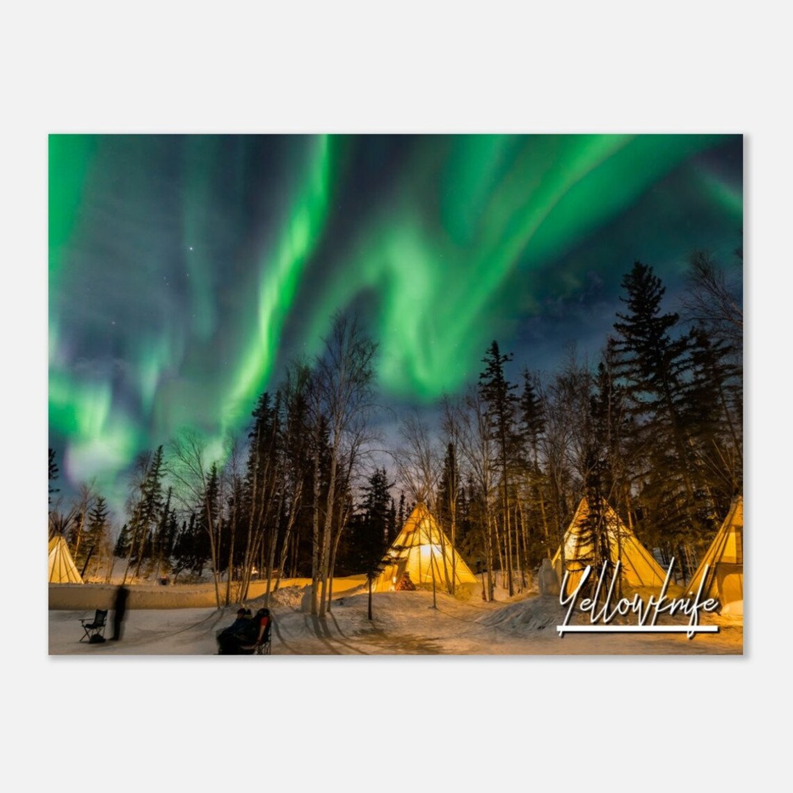Yellowknife Aurora Borealis Glowing Tipis Snow Travel Photo Poster